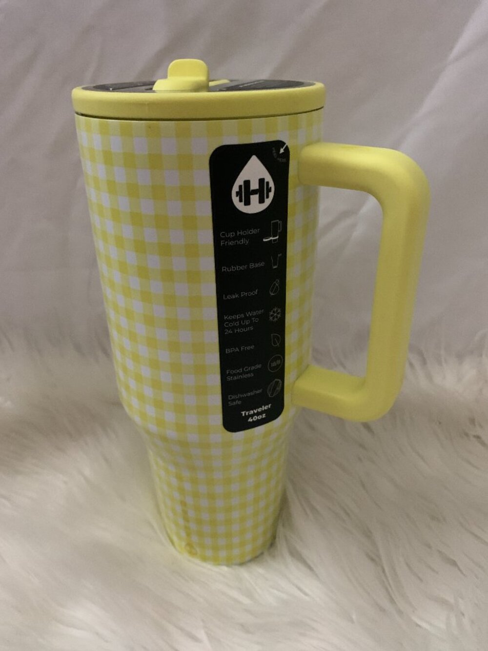 HYDROJUG x ANTHROPOLOGIE Yellow Gingham Traveler Tumbler